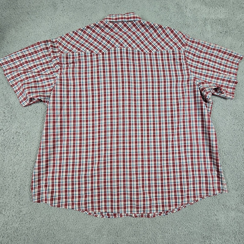 Wrangler Wrancher Western Shirt Mens 3XL Red Plaid Pearl Snap Casual‎ Cowboy - Picture 6 of 9